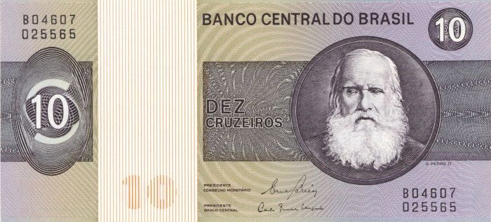 Brazil - 10 Brazilian Cruzeiros - P-193e - 1980 dated Foreign Paper Money