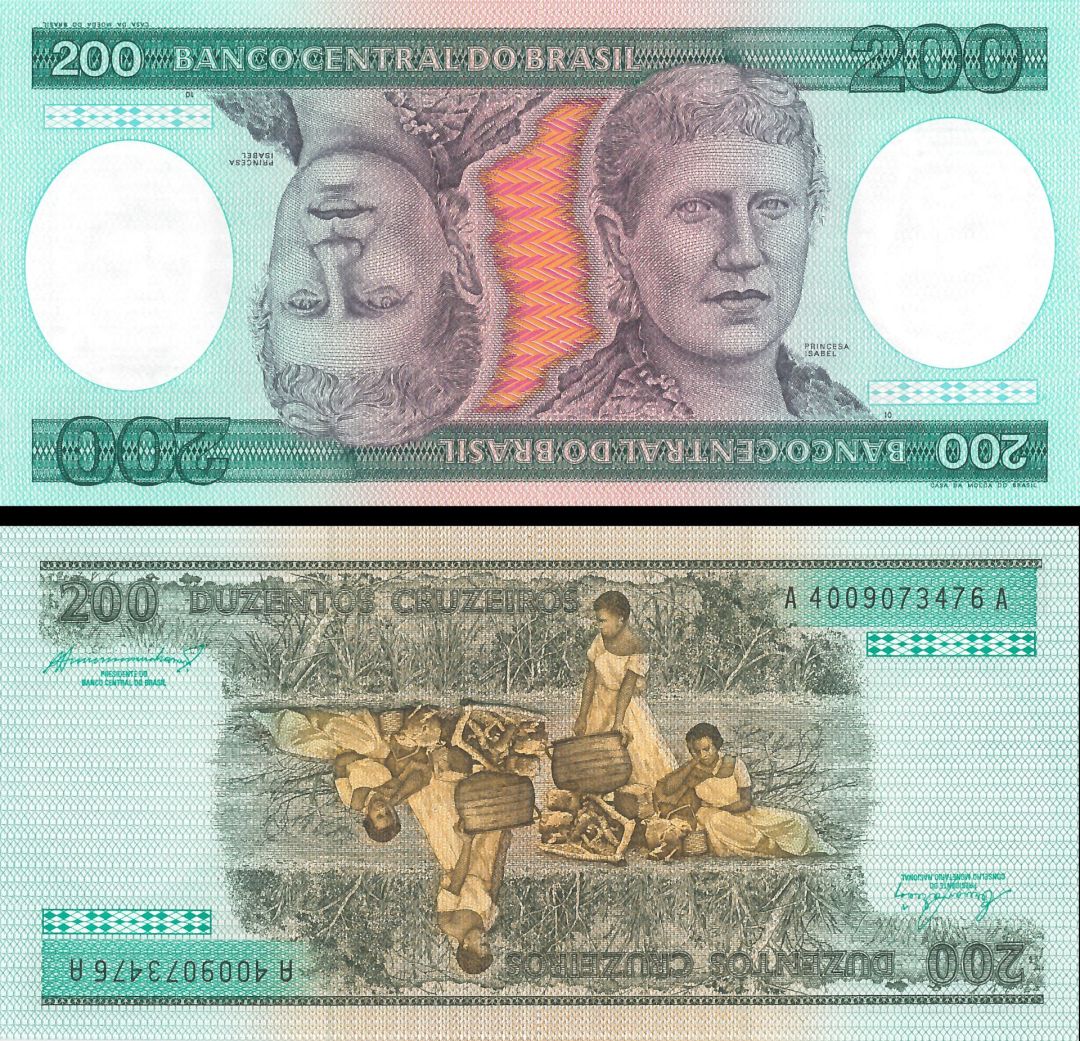 Brazil - 200 Brazilian Cruzeiros - P-199b - 1984 dated Foreign Paper Money