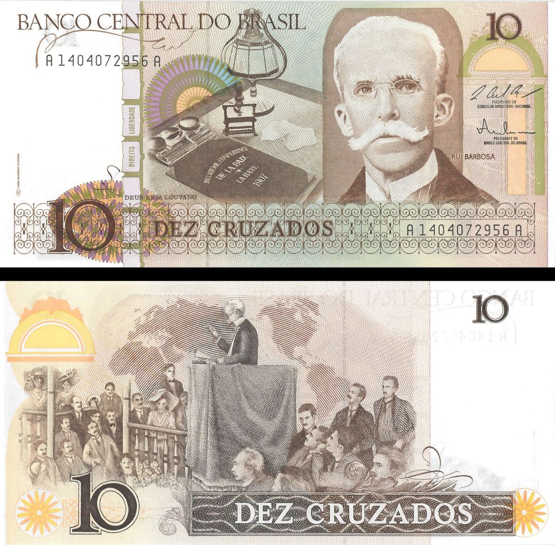 Brazil - 10 Cruzados - P-209b - 1987 dated Foreign Paper Money