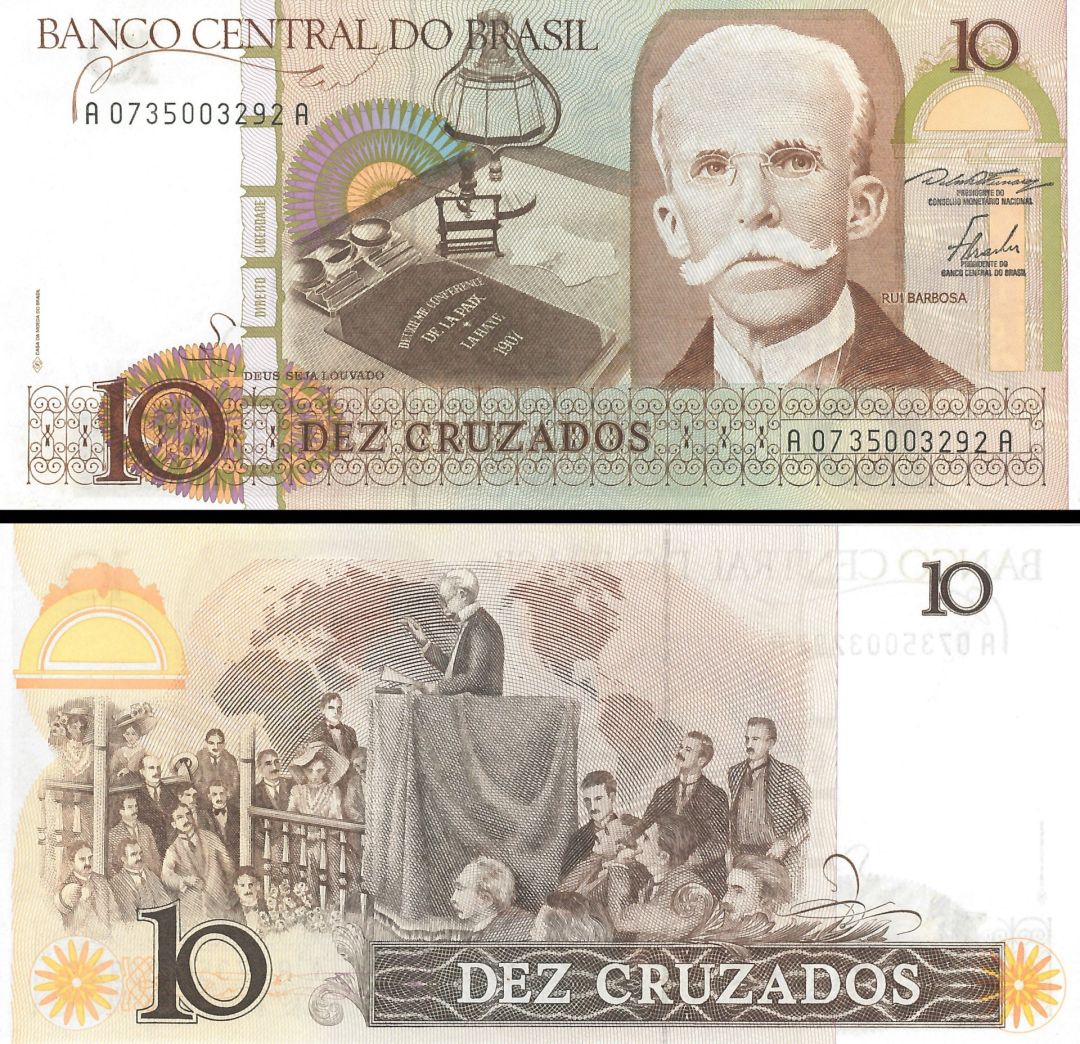 Brazil - 10 Cruzado - P-209a - dated 1986-87 Foreign Paper Money