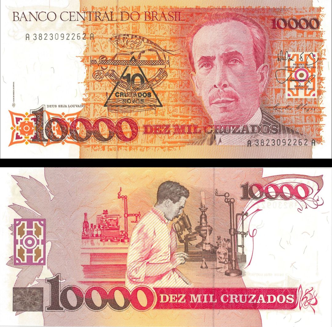Brazil - 10 Cruzados Novos on 10,000 Cruzados - P-218a - Foreign Paper Money