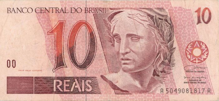 Brazil - 10 Brazilian Reais - P-245e - 1994 dated Foreign Paper Money - Very Fine Condition