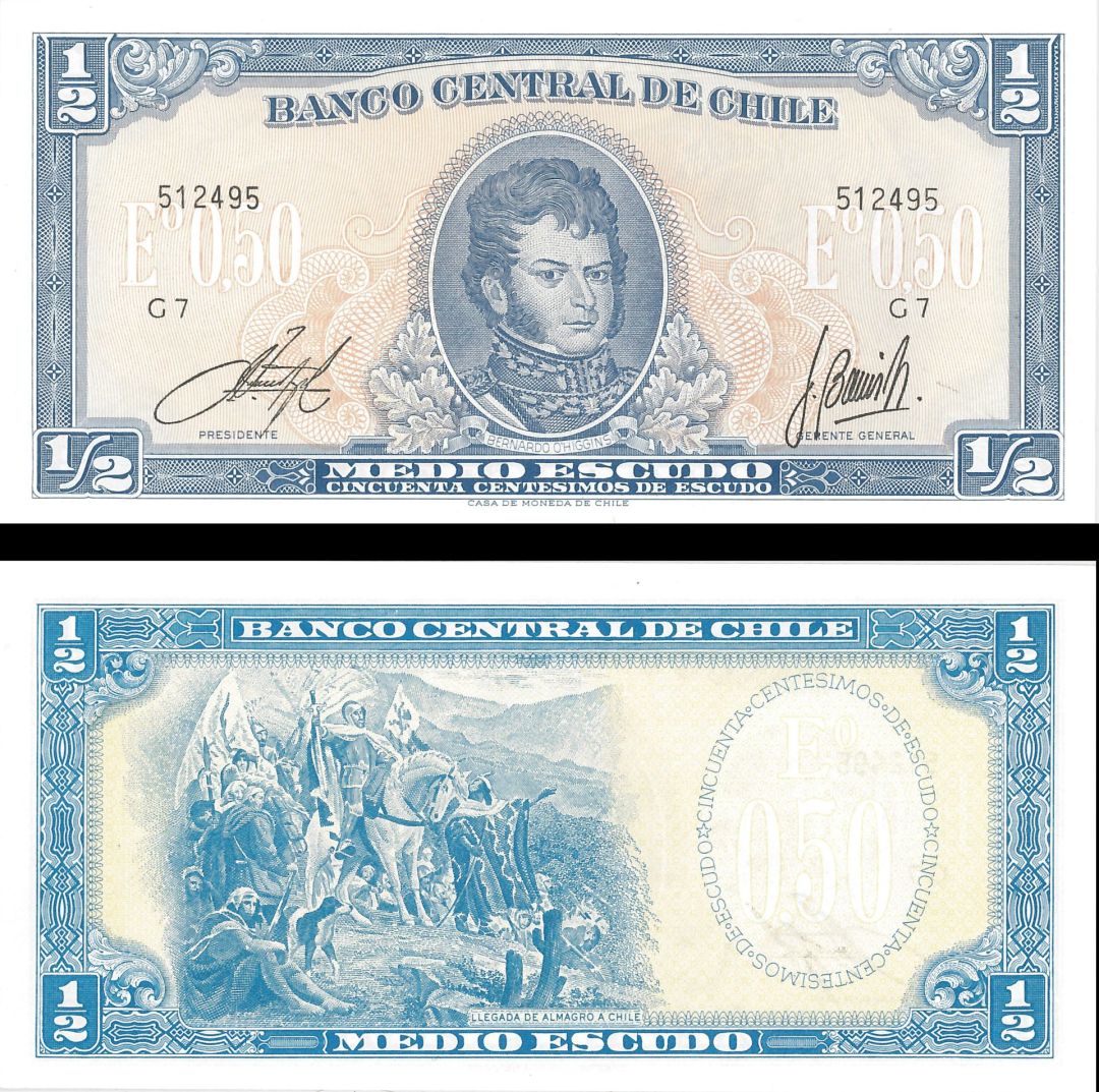 Chile - 1/2 Escudo - P-134Aa - 1970-73 dated Foreign Paper Money