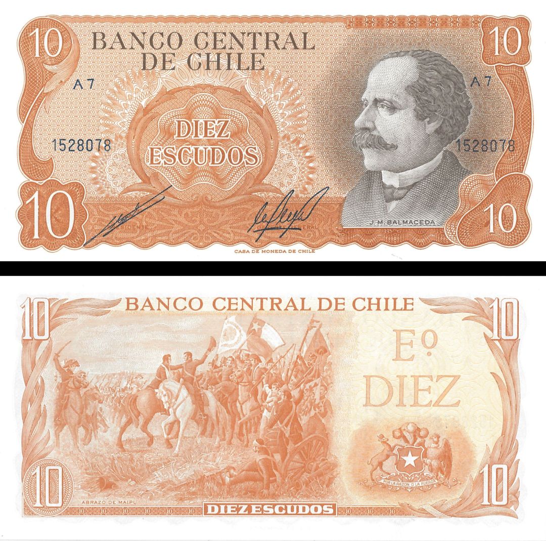 Chile - 10 Escudos - P-143 - 1970 dated Foreign Paper Money