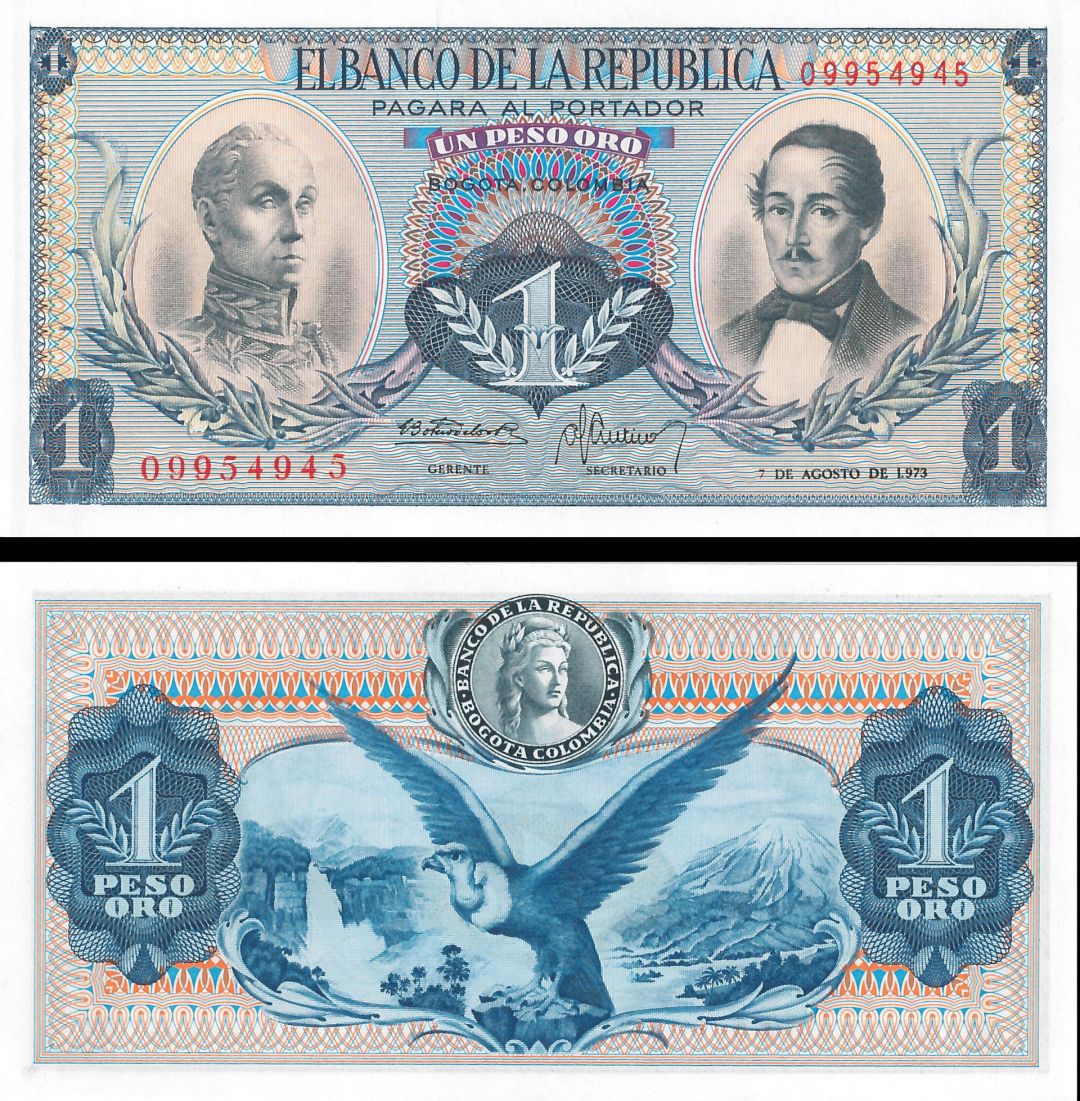 Colombia - 1 Peso Oro - P-404e - 1973 dated Foreign Paper Money