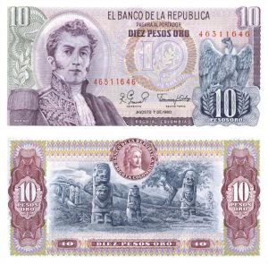 Colombia - 10 Pesos Oro - P-407g - 1980 dated Foreign Paper Money