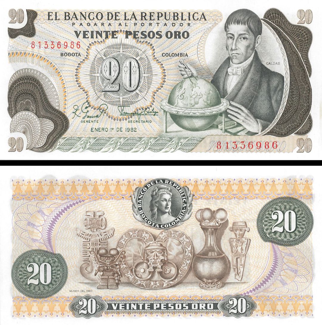 Colombia - 20 Pesos Oro - P-409d - 1982 dated Foreign Paper Money