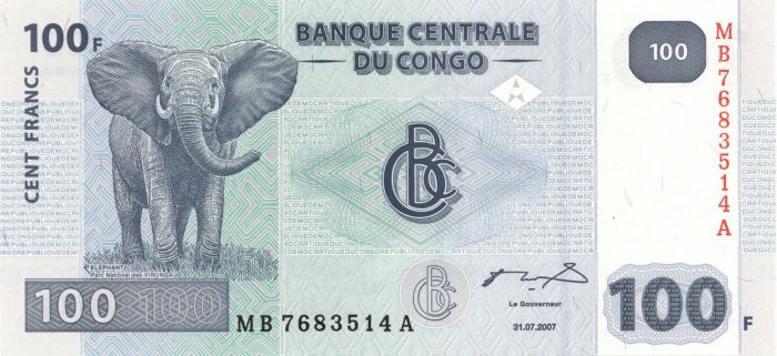 Congo Democratic Republic - 100 Francs - P-98a - 2007 dated Foreign Paper Money
