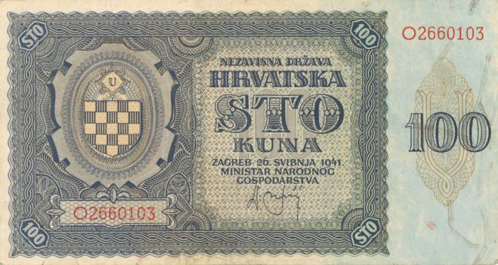 Croatia - 100 Croatian Kuna - P-2a - 1941 dated Foreign Paper Money