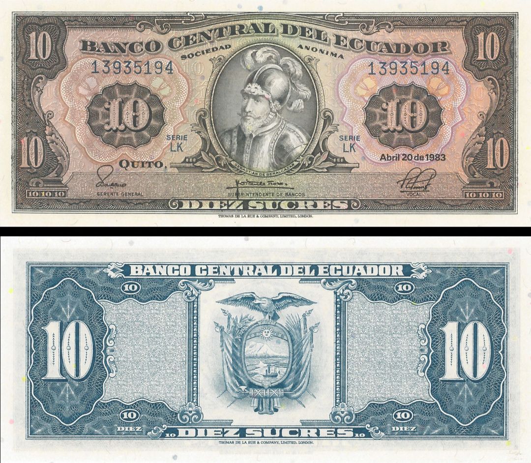 Ecuador - 10 Sucres - P-114b - 1983 dated Foreign Paper Money