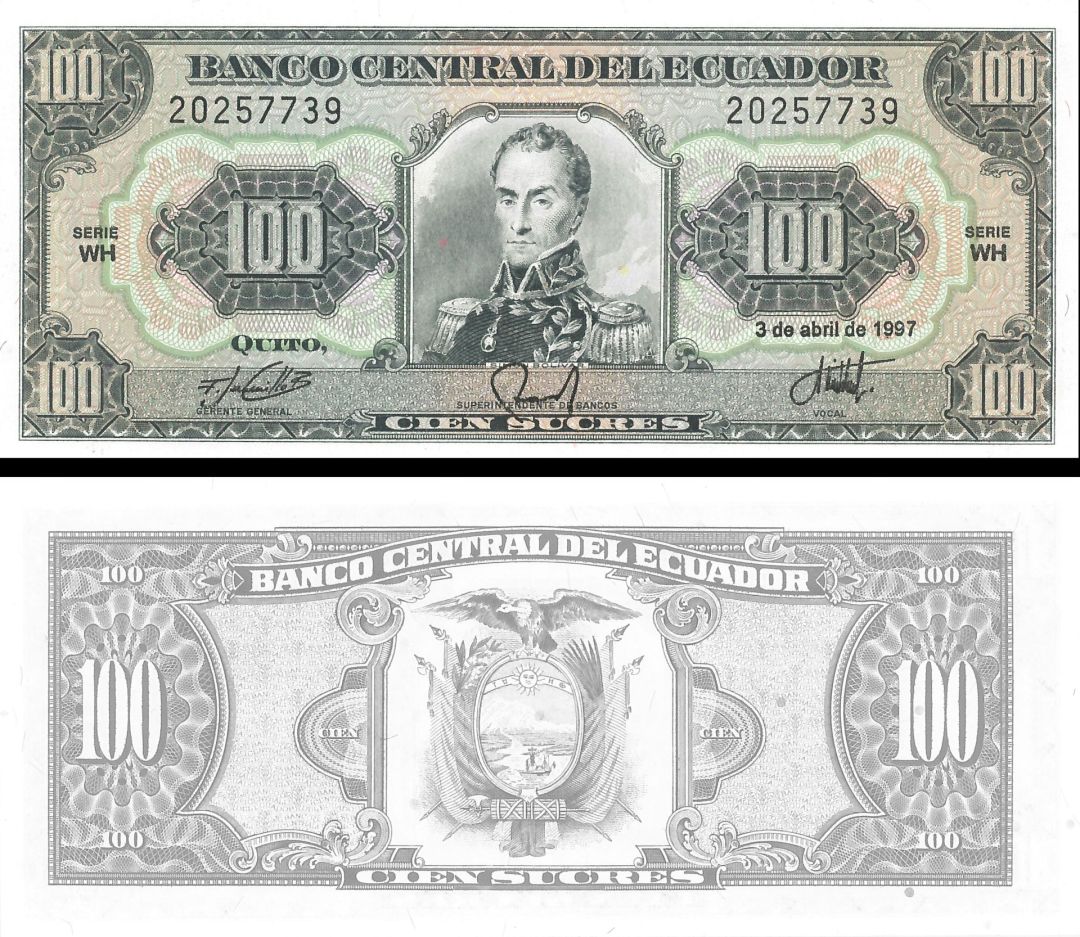 Ecuador - 100 Sucres - P-123Ad - 1992 dated Foreign Paper Money