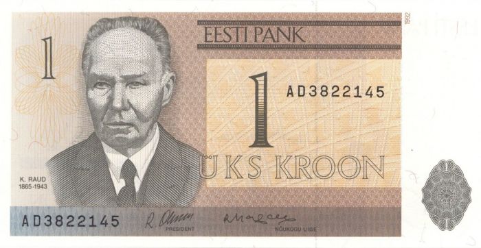 Estonia - 1 Estonia Kroon - P-69a - 1992 dated Foreign Paper Money