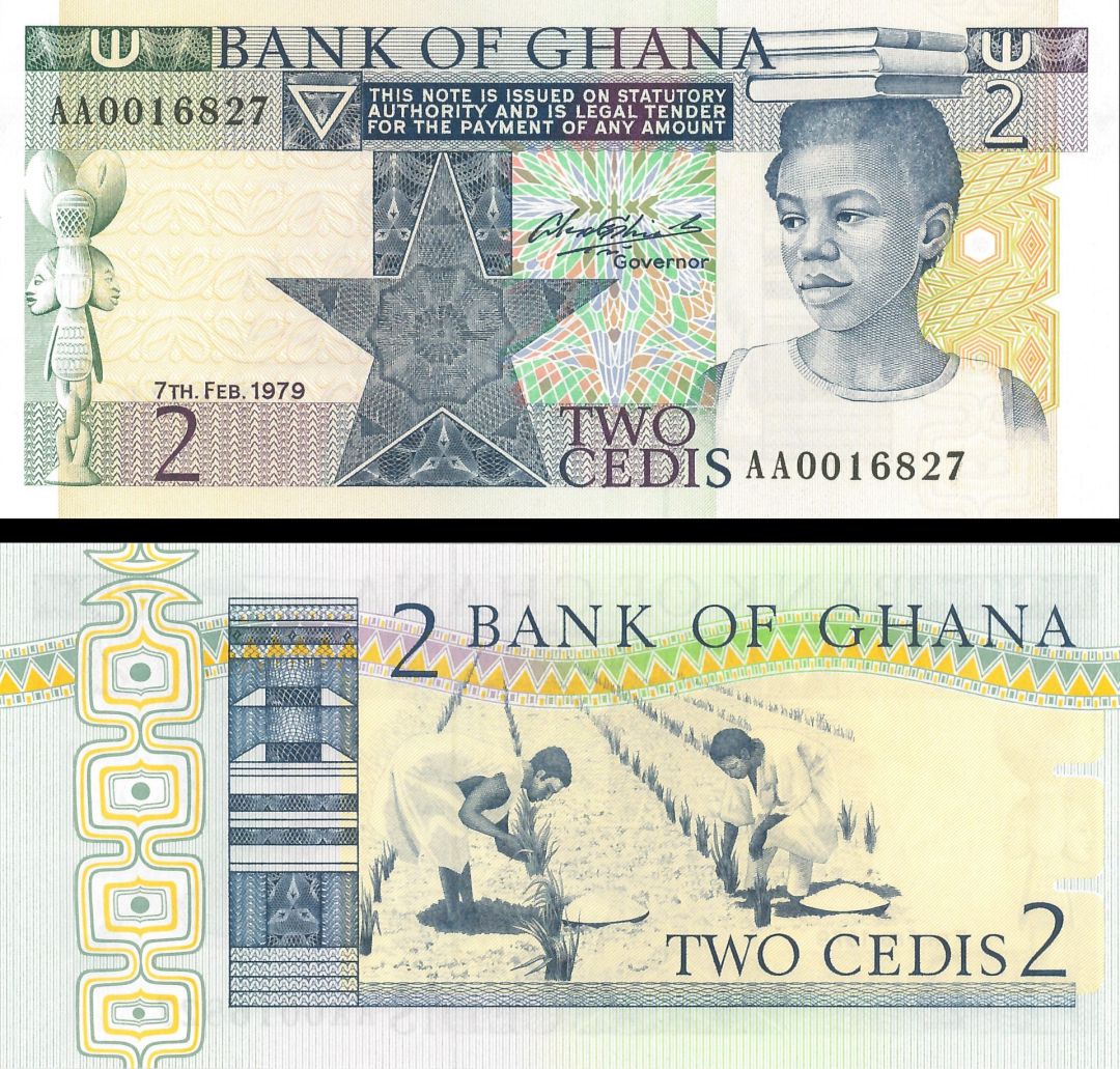 Ghana - 2 Ghanaian Cedis - P-18a - 1979 dated Foreign Paper Money