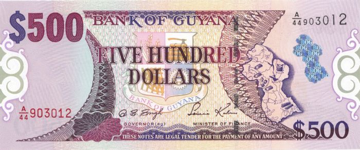 Guyana - 500 Dollars - P-34e - 2002 dated Foreign Paper Money