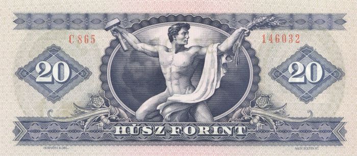 Hungary - 20 Forint - P-169f - 1975 dated Foreign Paper Money