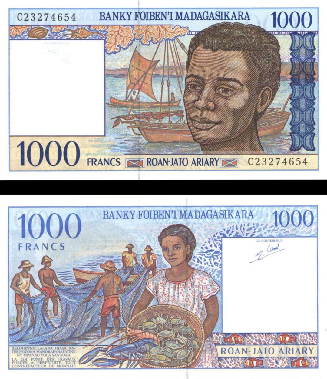 Madagascar - 1,000 Francs - P-76 - 1994 dated Foreign Paper Money