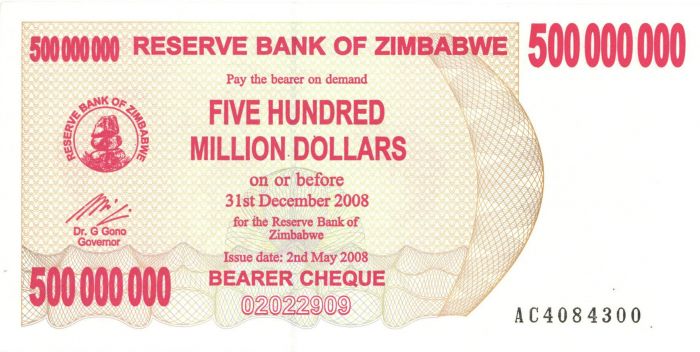 Zimbabwe - P-60 - 500 Million - 2009 dated Foreign Paper Money