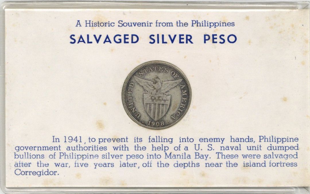 Salvaged Silver Peso -  Foreign Paper Money