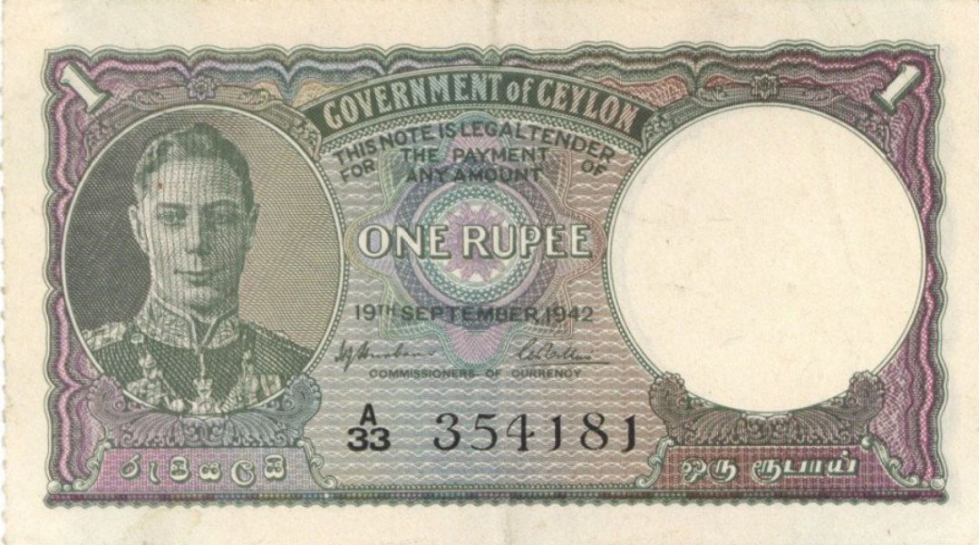 Ceylon - 1 Rupee - P-34 - 1949 Dated  Foreign Paper Money