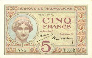 Madagascar - 5 Francs - P-35 - 1937 dated Foreign Paper Money