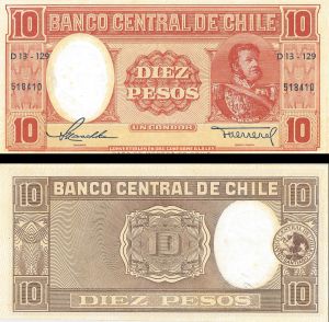Chile - 10 Chilean Pesos - P-111 -  1947-58 dated Foreign Paper Money
