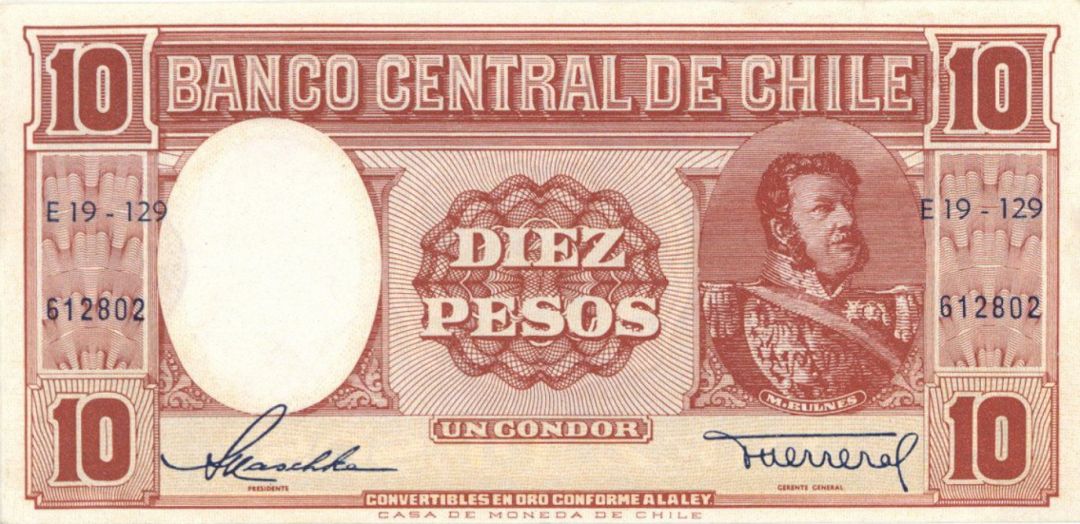 Chile - 10 Pesos - P-111 -  Foreign Paper Money