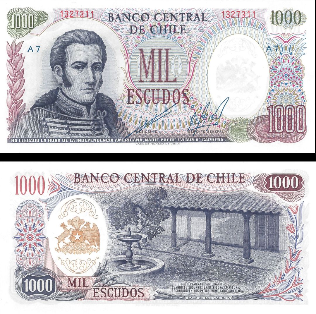 Chile - 1,000 Chilean Escudos - P-146 - 1973-75 dated Foreign Paper Money