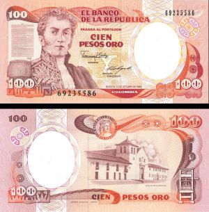 Colombia - 100 Pesos Oro - P-426b - 1985 dated Foreign Paper Money