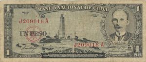 Cuba - 1 Cuban Peso - P-87a - 1956 dated Foreign Paper Money