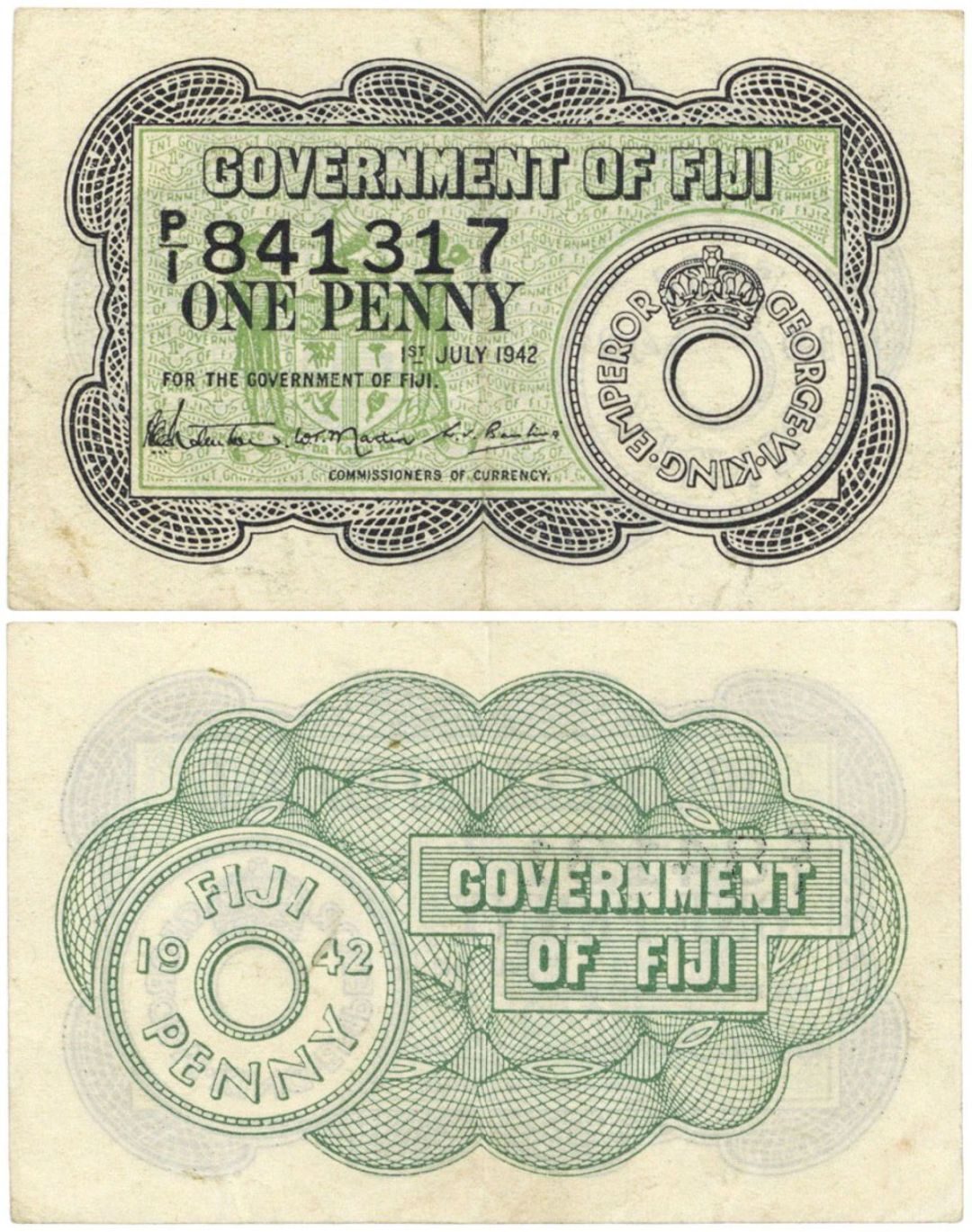 Fiji - 1 Fijian Penny - P-47a - 1942 dated Foreign Paper Money 