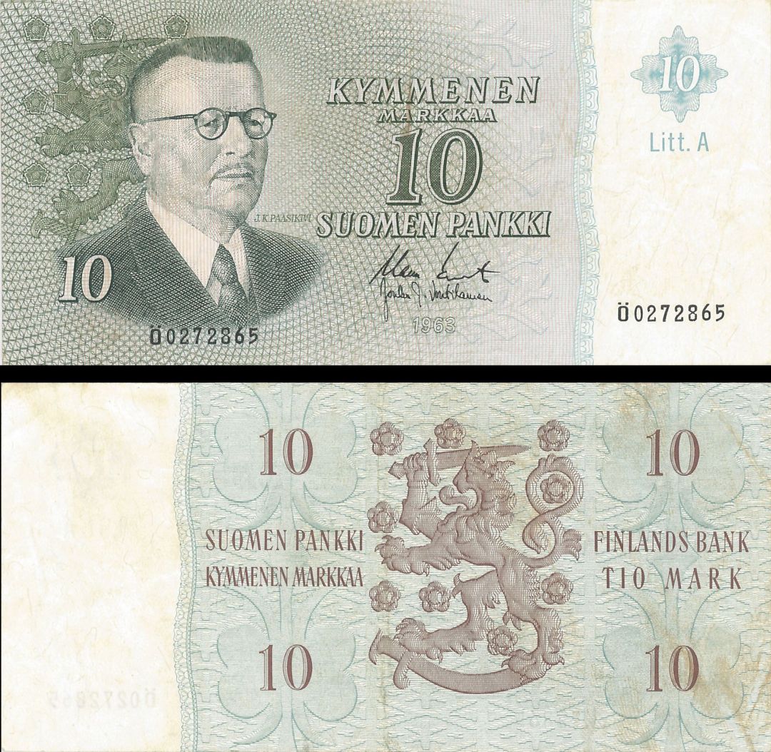 Finland - 10 Markka - P-104a - 1963 dated Foreign Paper Money