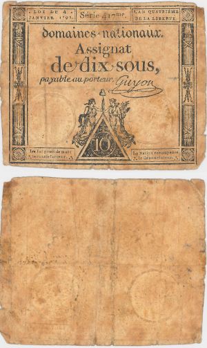 France - 10 Sous - P-A53 - 1792 dated Foreign Paper Money