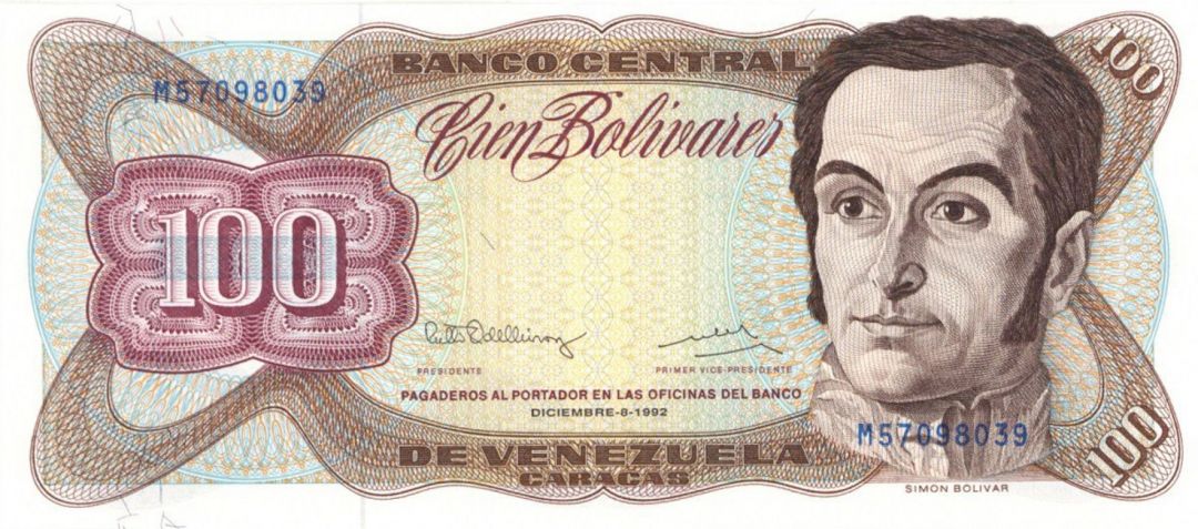 Venezuela - 100 Bolivares - P-66e - 1992 dated Foreign Paper Money