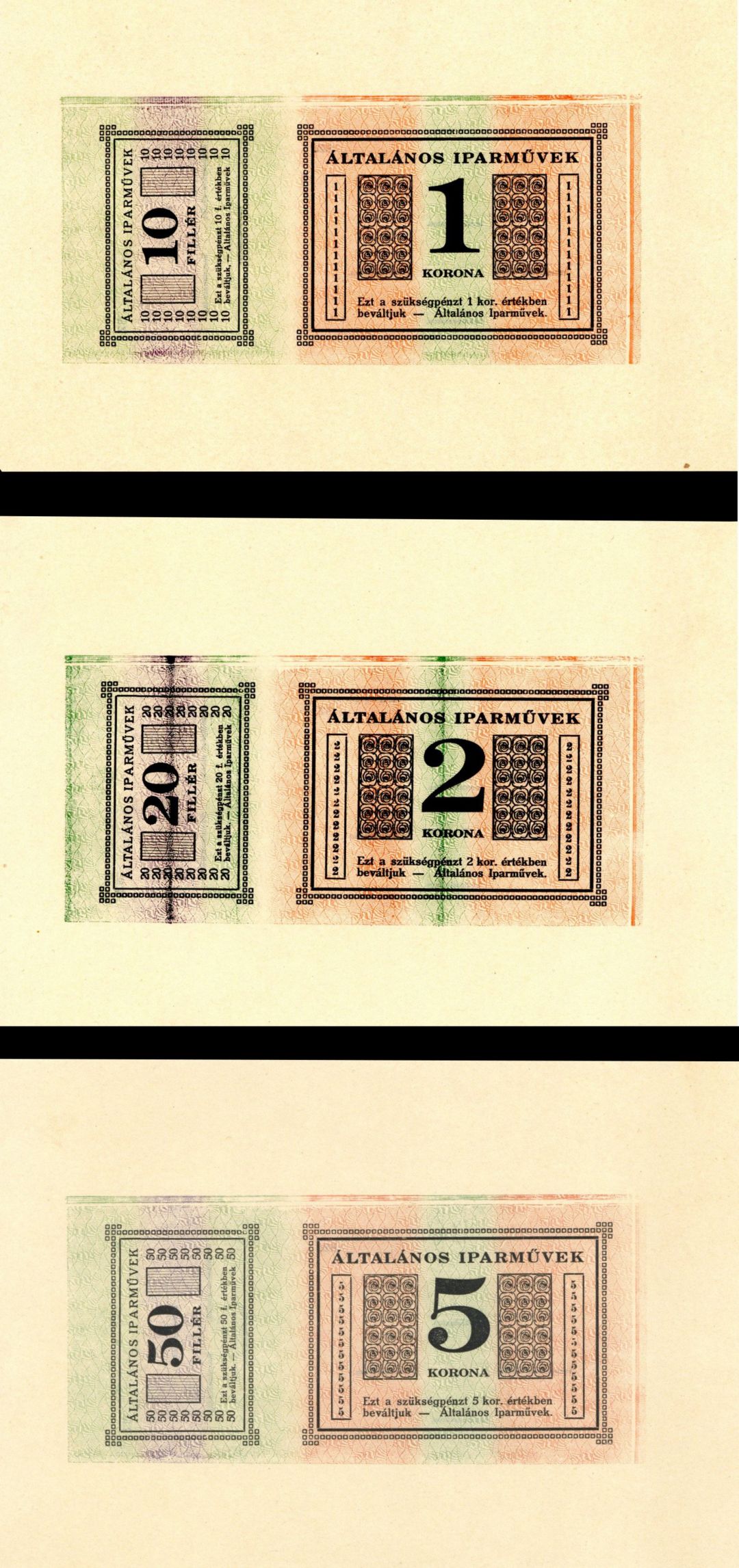 Hungary - 3 Specimen Notes - Foreign Paper Money