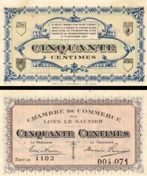 France, Notgeld - 1920, Cinquante (50) Centimes -  Foreign Paper Money