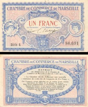 France, Notgeld - 1917, 1 Franc -  Foreign Paper Money