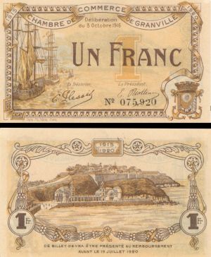 France, Notgeld - 1916, 1 Franc -  Foreign Paper Money