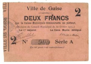 France, Notgeld - 1915, 2 Francs -  Foreign Paper Money