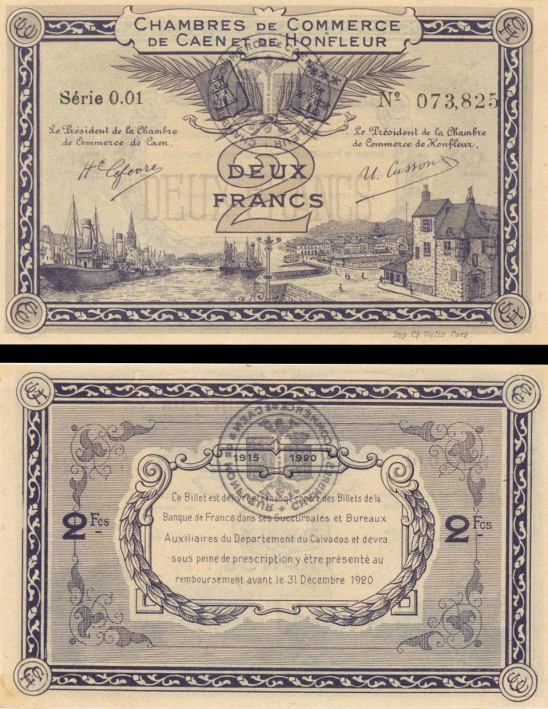 France, Notgeld - 1920, 2 Francs -  Foreign Paper Money