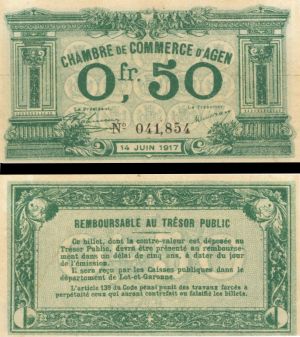 France, Notgeld - 1917, 50 Francs -  Foreign Paper Money