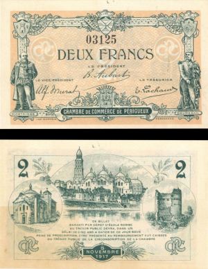 France, Notgeld - 1917, 2 Francs -  Foreign Paper Money