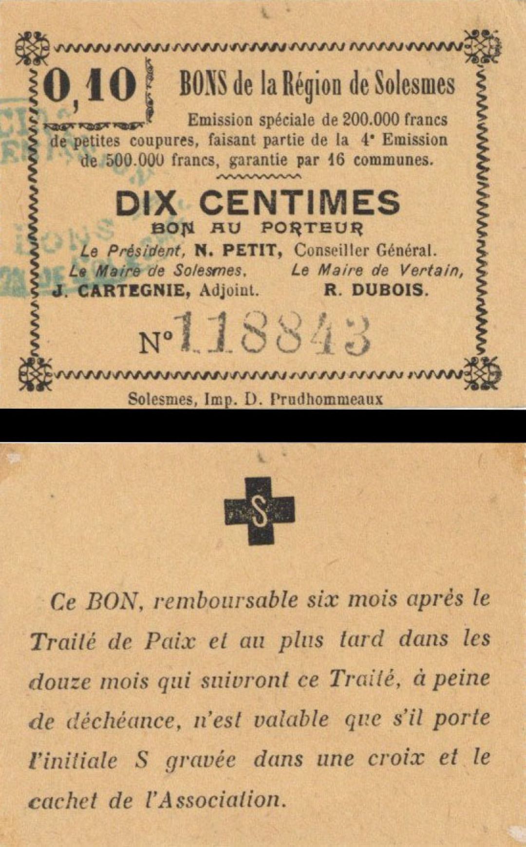 France, Notgeld - 10 Centimes -  Foreign Paper Money