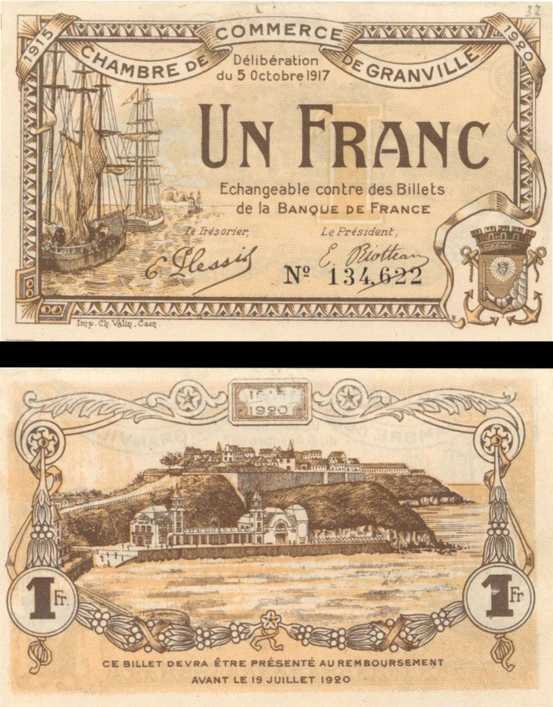 France, Notgeld - 1915-1920, 1 Franc -  Foreign Paper Money