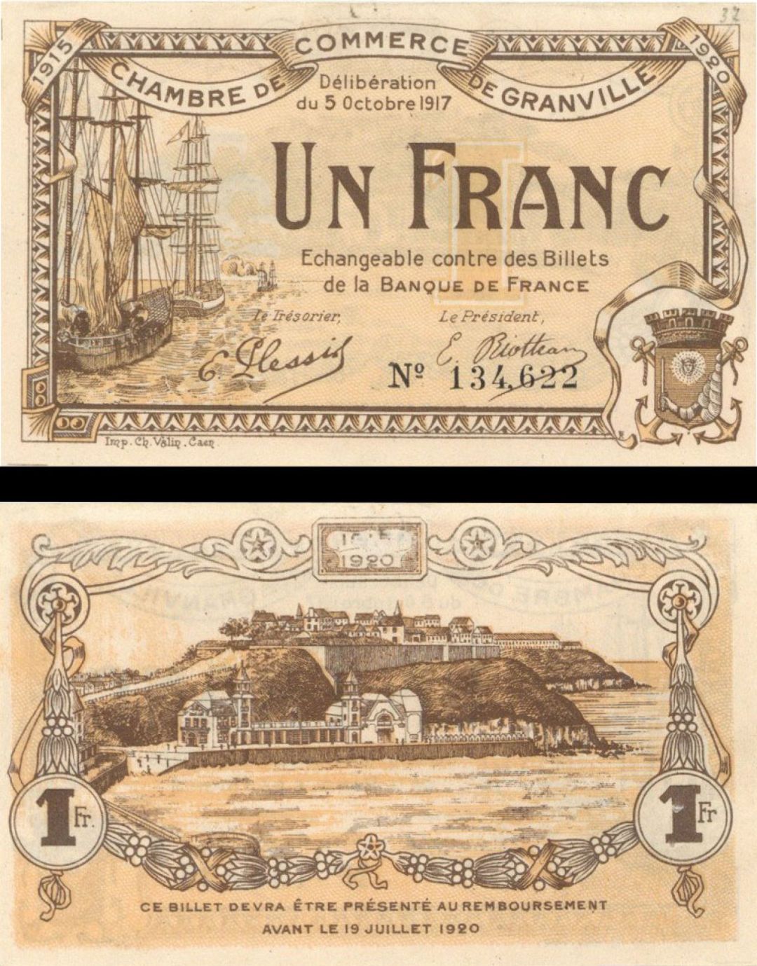 France, Notgeld - 1917-1920, 1 Franc -  Foreign Paper Money