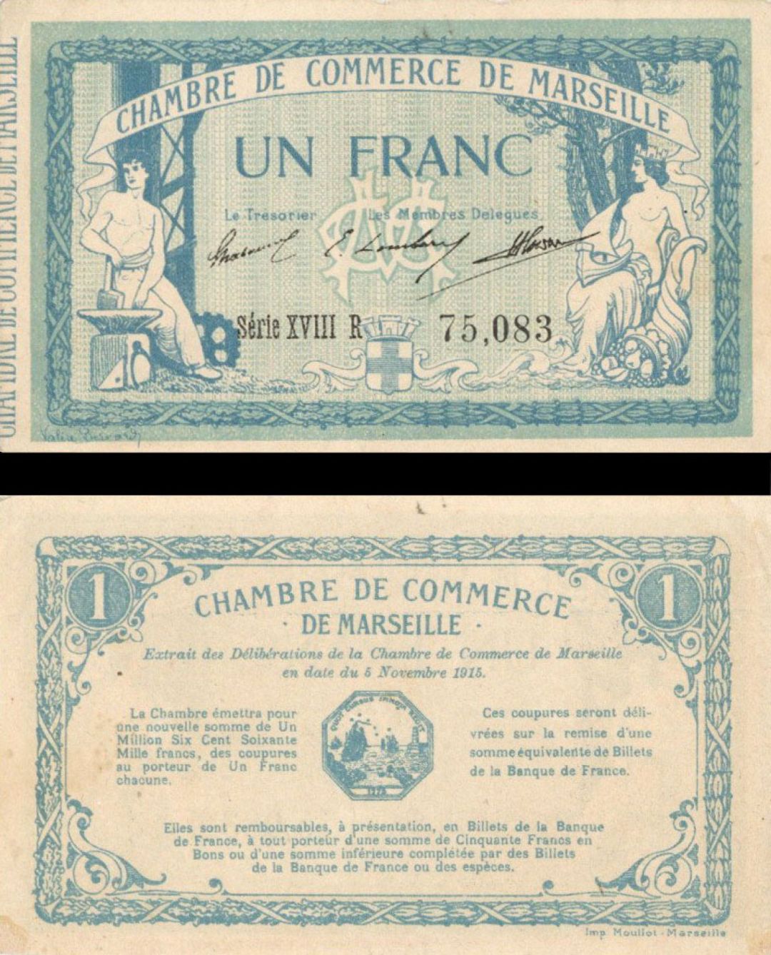 France, Notgeld - 1915, 1 Franc -  Foreign Paper Money
