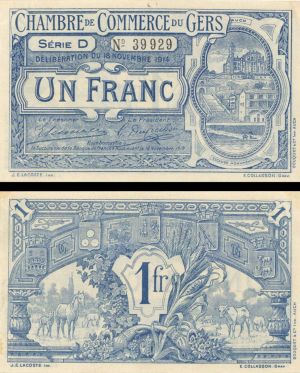 France, Notgeld - 1914, 1 Franc -  Foreign Paper Money