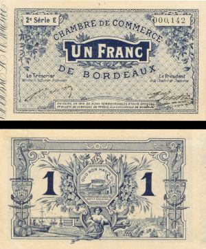 France, Notgeld - 1914, 1 Franc -  Foreign Paper Money