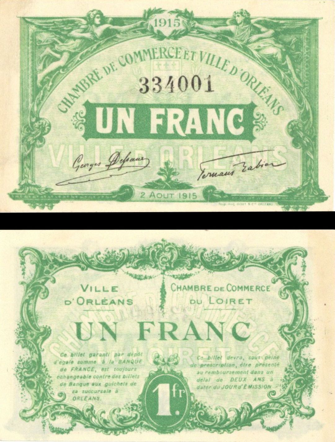 France, Notgeld - 1915, 1 Franc -  Foreign Paper Money