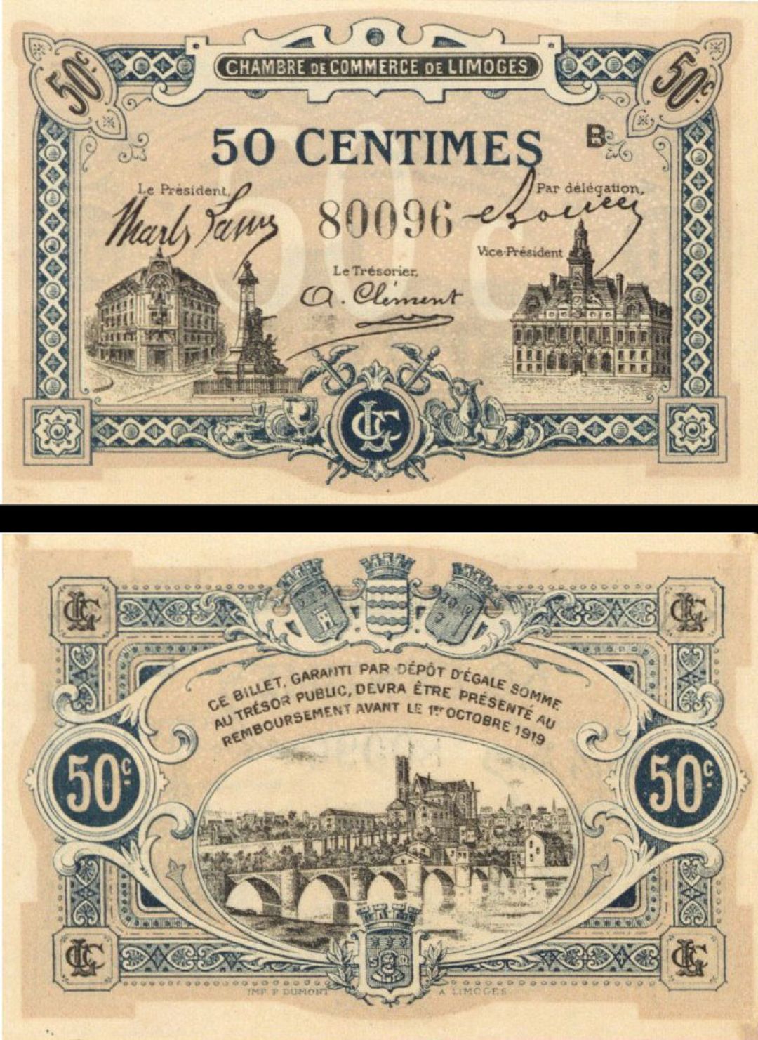 France, Notgeld - 1919, 50 Centimes -  Foreign Paper Money