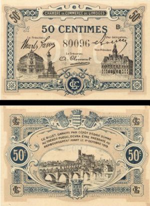 France, Notgeld - 1919, 50 Centimes -  Foreign Paper Money